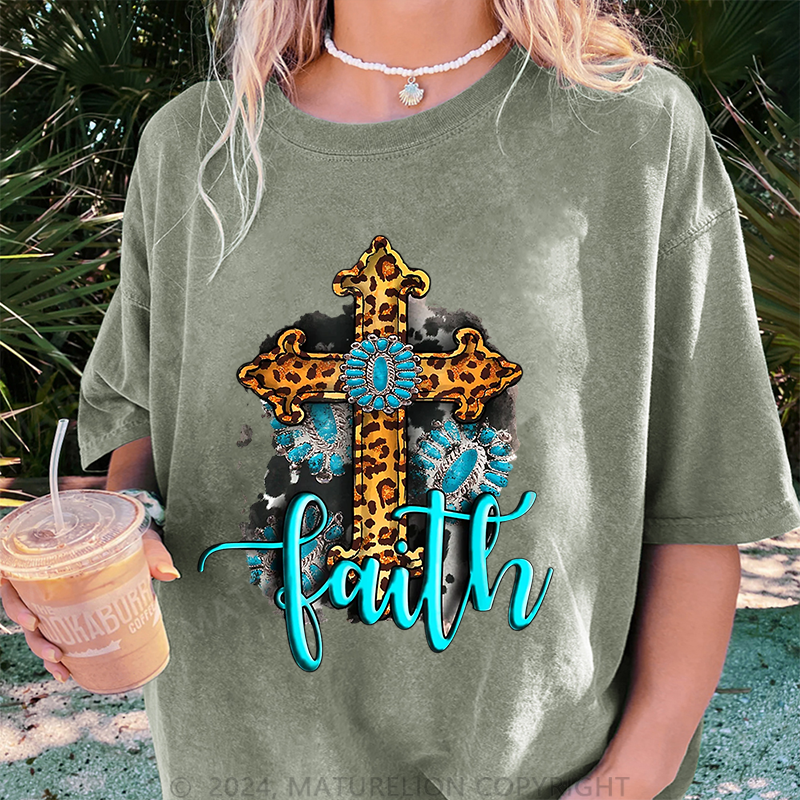 Maturelion Die Glaube Damen Gewaschene Vintage T-Shirt