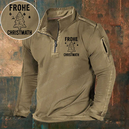 Frohe Christmath Stehkragen Reißverschluss Polo Shirt