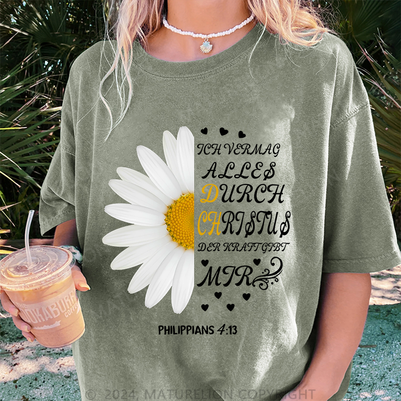 Maturelion Alles Durch Christus Damen Gewaschene Vintage T-Shirt