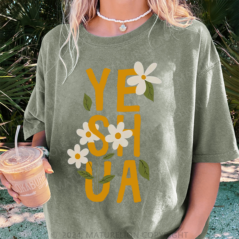 Maturelion Yeshua Damen Gewaschene Vintage T-Shirt