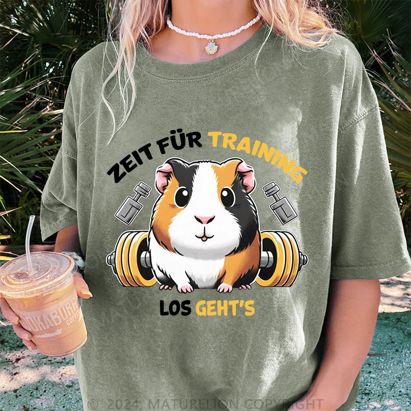 Maturelion Zeit für Training Damen Gewaschene Vintage T-Shirt