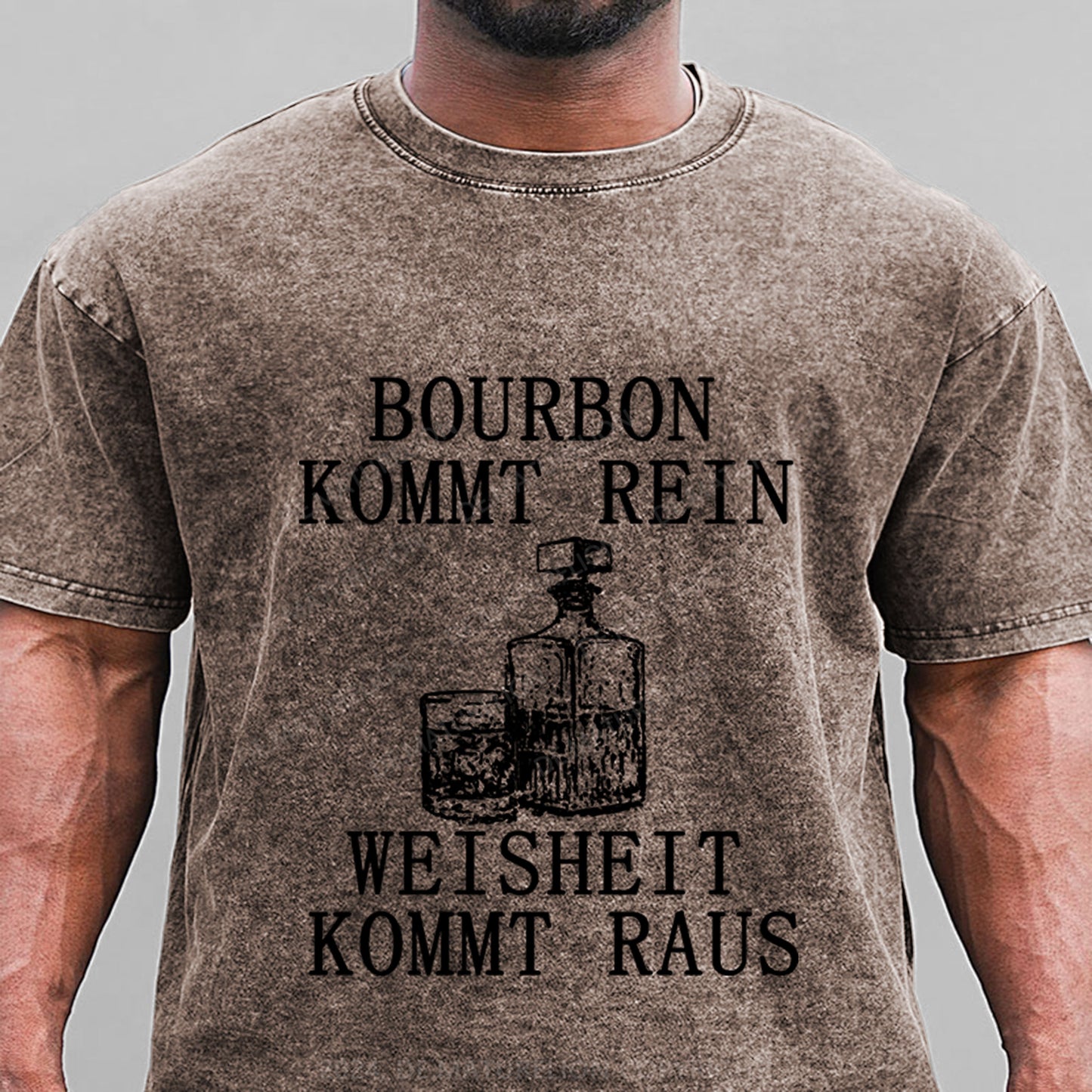 Bourbon kommt rein Weisheit kommt raus Gewaschene Vintage T-Shirt