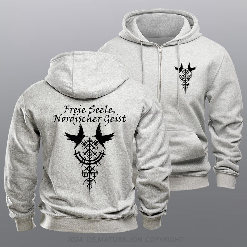 Maturelion Freie Seele Reißverschluss Hoodie