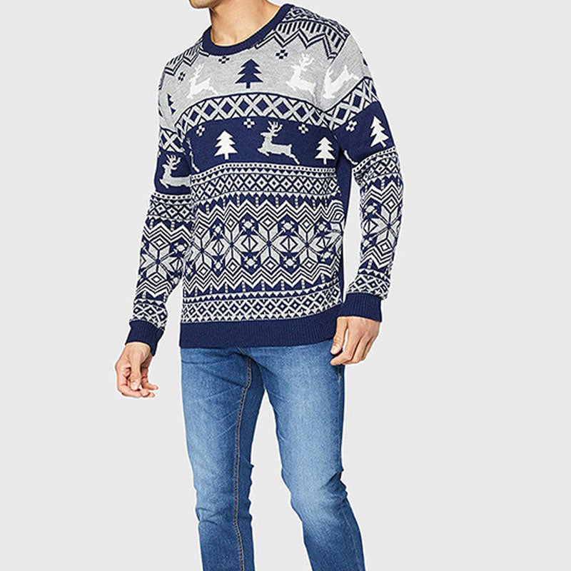 Hirsch Schneeflocke Mit Aufdruck Weihnachtspullover Pulli