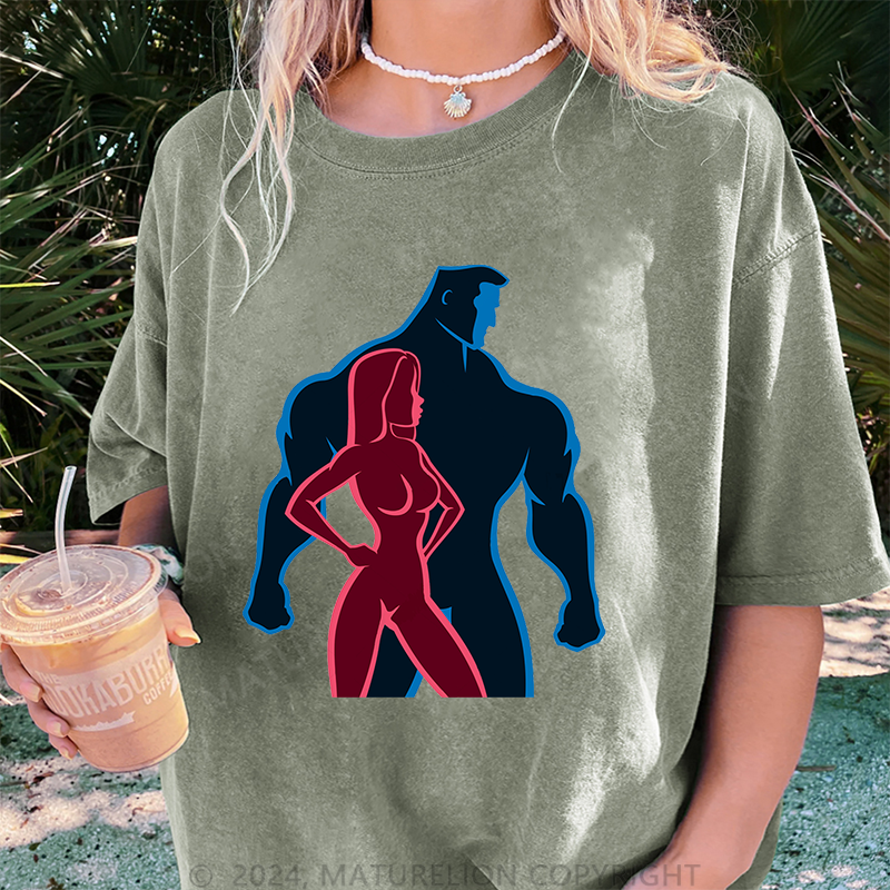 Maturelion Gym Damen Gewaschene Vintage T-Shirt