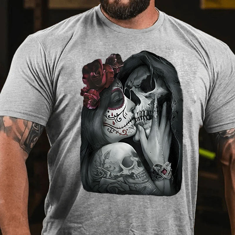 Skeleton Blumen Liebe Weihnachten T-Shirt