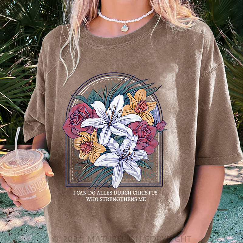Maturelion Alles Durch Christus Damen Gewaschene Vintage T-Shirt