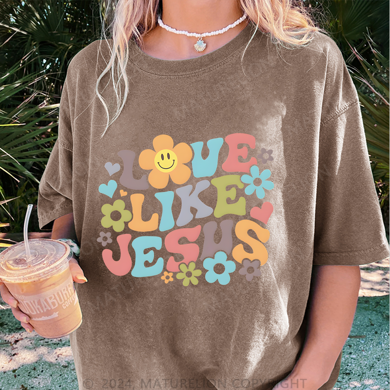 Maturelion Liebe Wie Jesus Damen Gewaschene Vintage T-Shirt