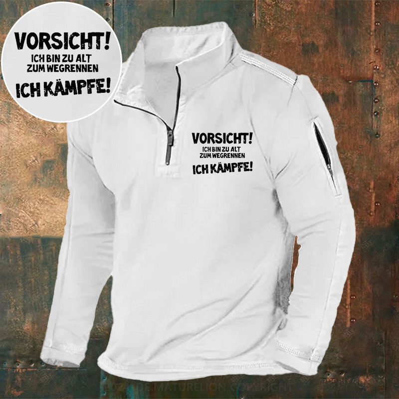 Vorsicht Kann Ich Auch Bringt Aber Nix Stehkragen Reißverschluss Polo Shirt