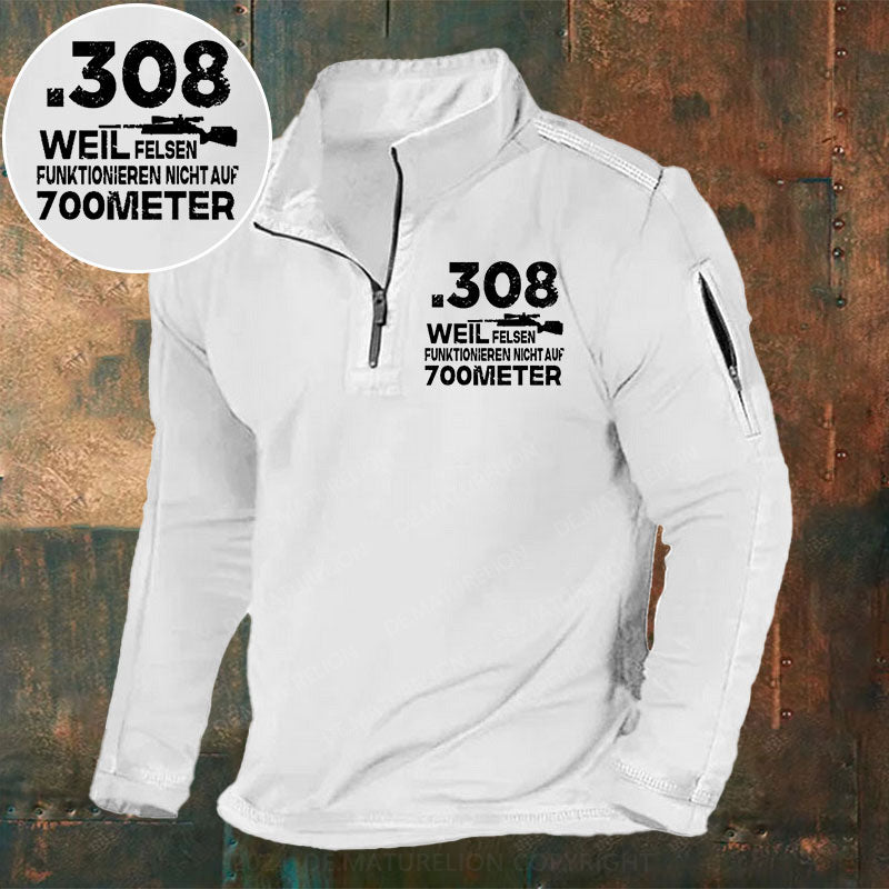 .308 Weil Felsen Funktionieren Nicht Auf 700 Meter Stehkragen Reißverschluss Polo Shirt