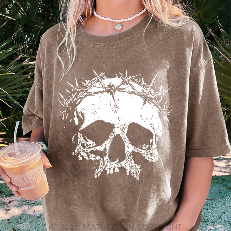 Maturelion Christus Damen Gewaschene Vintage T-Shirt