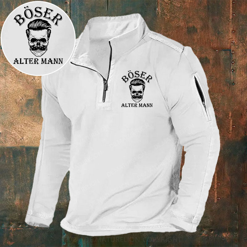 Böser Alter Mann Stehkragen Reißverschluss Polo Shirt