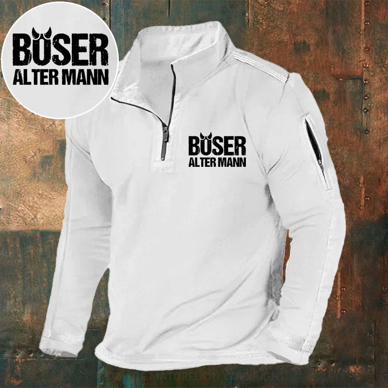 Böser Alter Mann Stehkragen Reißverschluss Polo Shirt