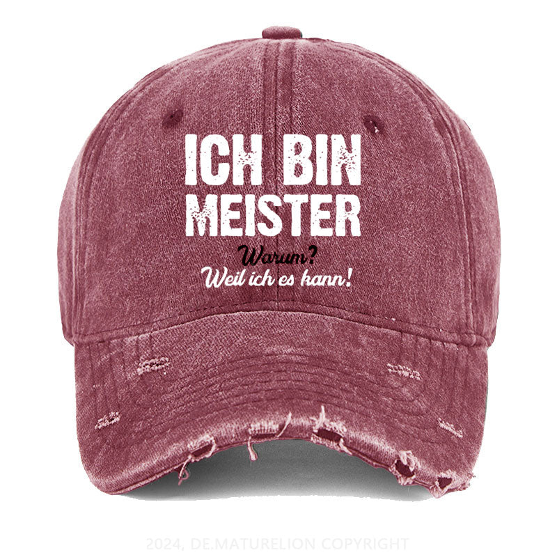 Ich Bin Meister Warum? Weil Ich es Kann Gewaschene Vintage Cap