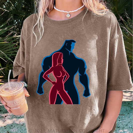 Maturelion Gym Damen Gewaschene Vintage T-Shirt