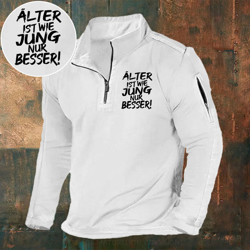 Älter Ist Wie Jung Nur Besser Stehkragen Reißverschluss Polo Shirt