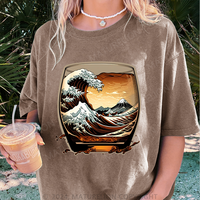 Maturelion Japanisch Damen Gewaschene Vintage T-Shirt