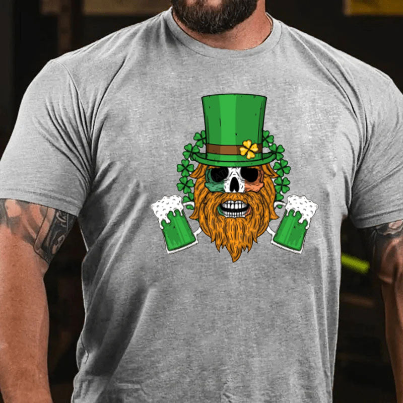 St. Patricks Tag Kleeblatt Skeleton Bier T-Shirt