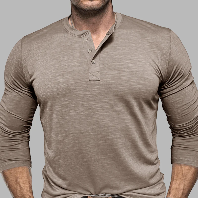 Klassisches langärmliges im Essential Stil Henley Shirt