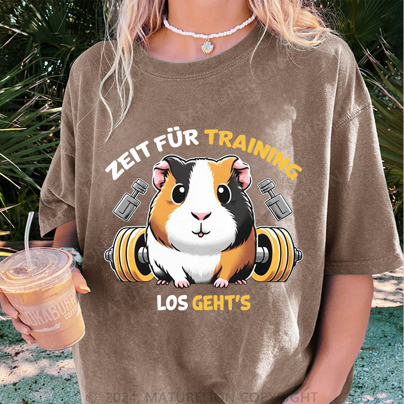Maturelion Zeit für Training Damen Gewaschene Vintage T-Shirt