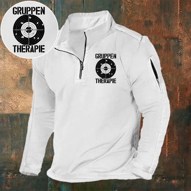 Gruppentherapie Sportschießen Sportschützen Stehkragen Reißverschluss Polo Shirt