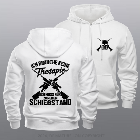 Maturelion Ich Brauche Keine Therapie Ich Muss Nur Zu Meinem Schießstand Reißverschluss Hoodie