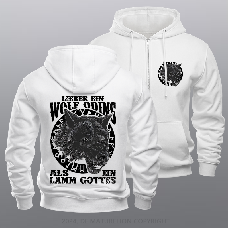 Maturelion Wolf Odins Reißverschluss Hoodie