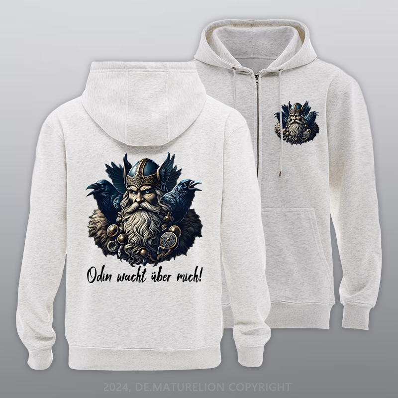 Maturelion Odin wacht über mich Reißverschluss Hoodie