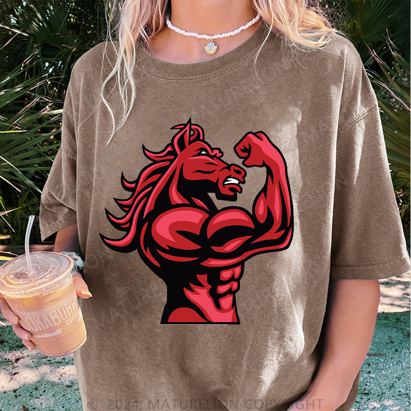 Maturelion Gym Damen Gewaschene Vintage T-Shirt