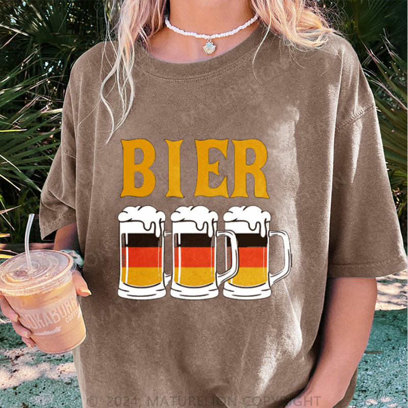 Maturelion Bier Damen Gewaschene Vintage T-Shirt
