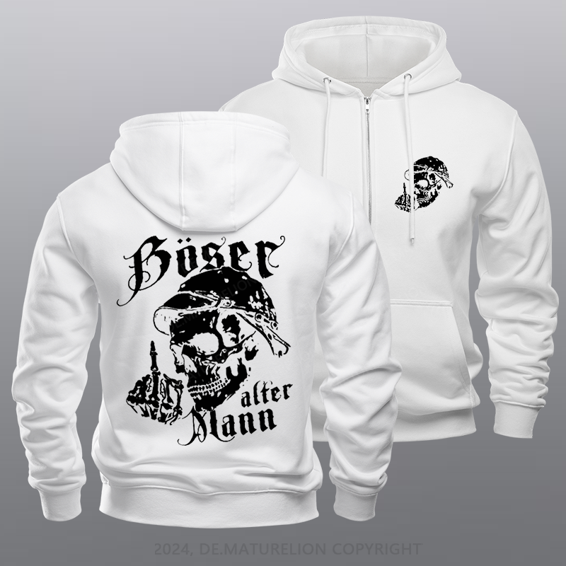 Maturelion Böser Alter Mann Reißverschluss Hoodie