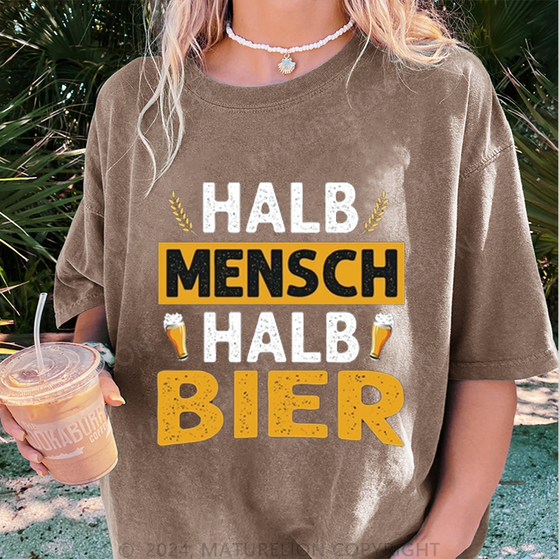 Maturelion Halb Mensch Halb Bier Damen Gewaschene Vintage T-Shirt