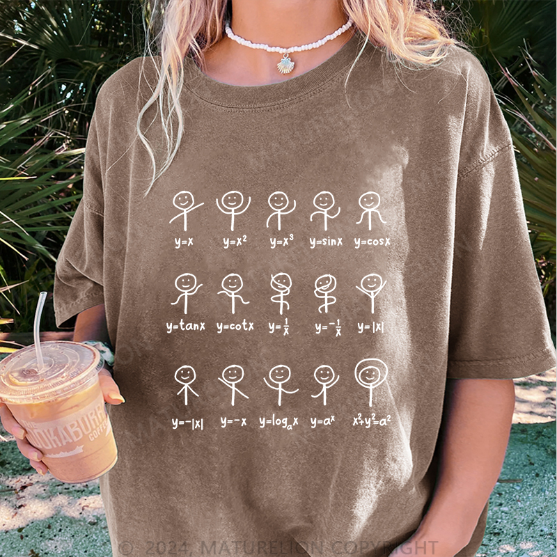 Maturelion Mathe Damen Gewaschene Vintage T-Shirt