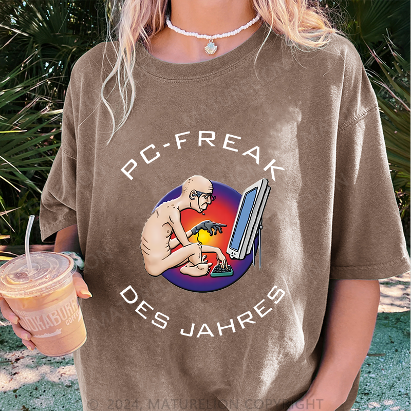 Maturelion PC-FREAK Damen Gewaschene Vintage T-Shirt