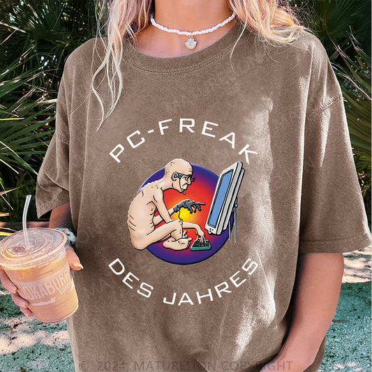 Maturelion PC-FREAK Damen Gewaschene Vintage T-Shirt