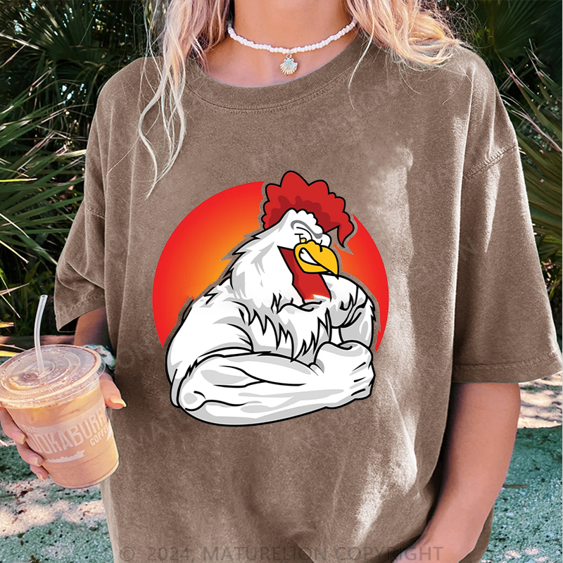Maturelion Gym Damen Gewaschene Vintage T-Shirt