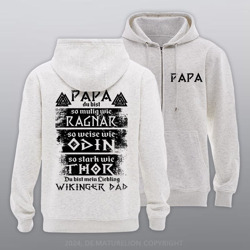 Maturelion Wikinger Papa Reißverschluss Hoodie