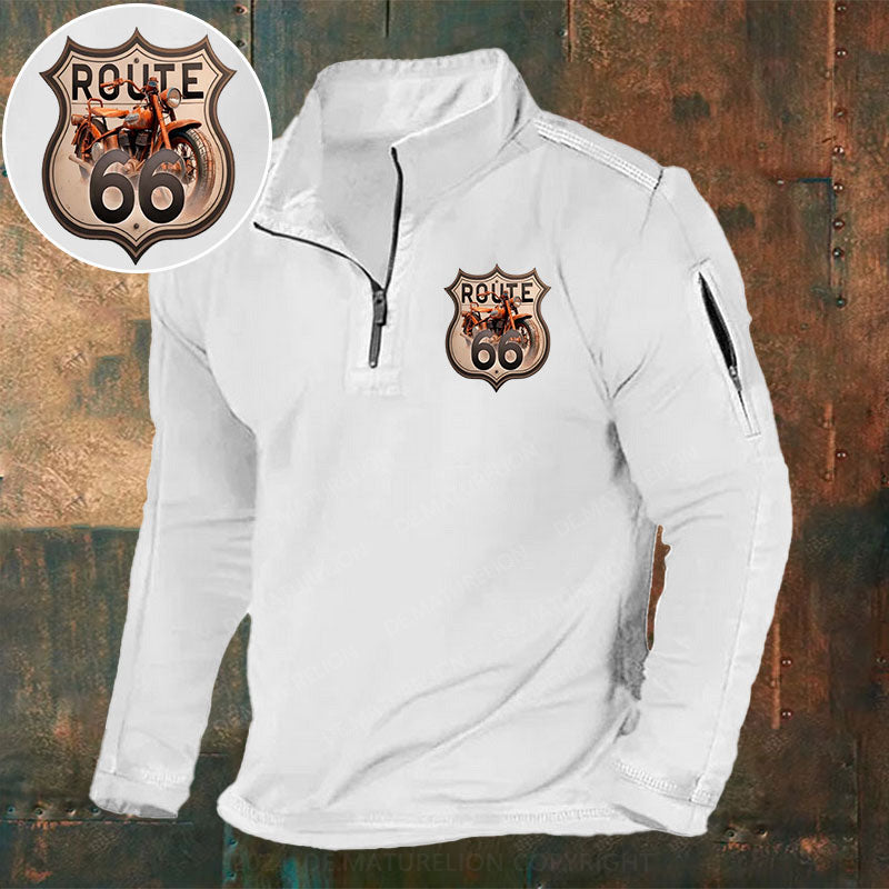 Route 66 Stehkragen Reißverschluss Polo Shirt