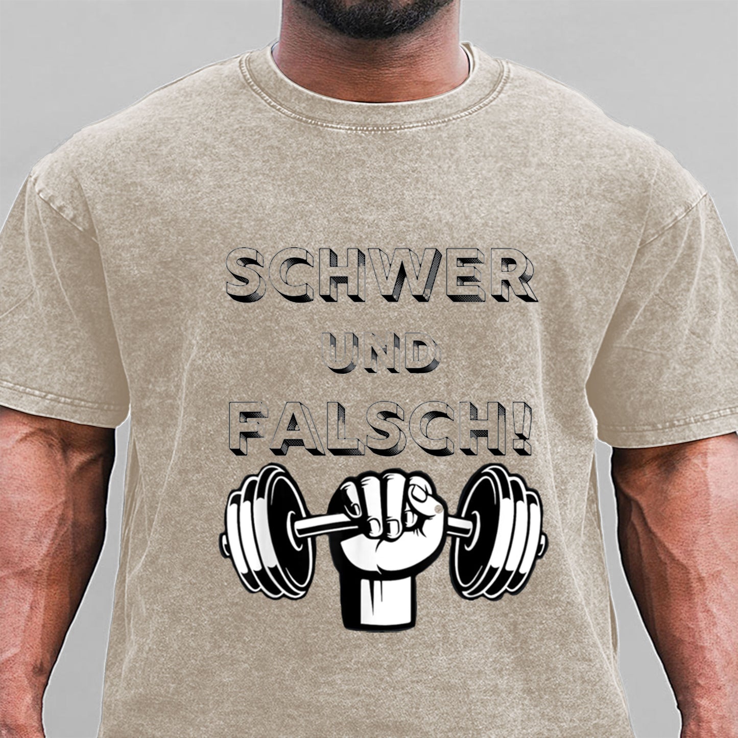 Schwer und Falsch Bodybuilding Gym Fitness Gewaschene Vintage T-Shirt