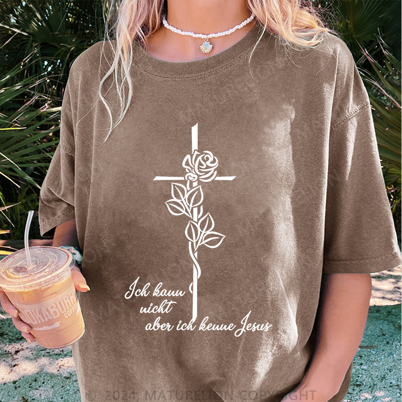Maturelion Ich kann nicht aber ich kenne Jesus Damen Gewaschene Vintage T-Shirt