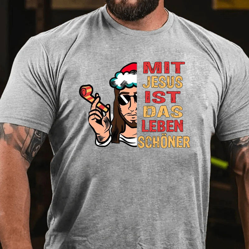 Mit Jesus Ist Das Leben Schöner Weihnachten T-Shirt