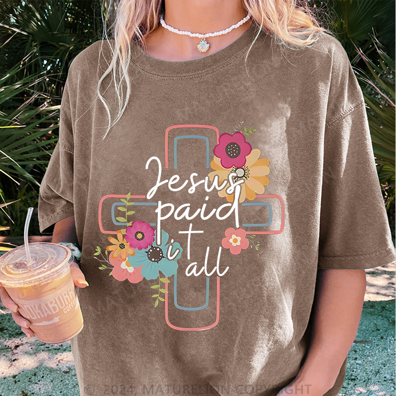Maturelion Jesus Damen Gewaschene Vintage T-Shirt