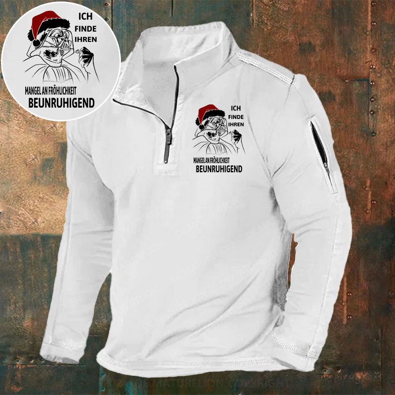 Ich finde Ihren Mangel an Fröhlichkeit beunruhigend Stehkragen Reißverschluss Polo Shirt