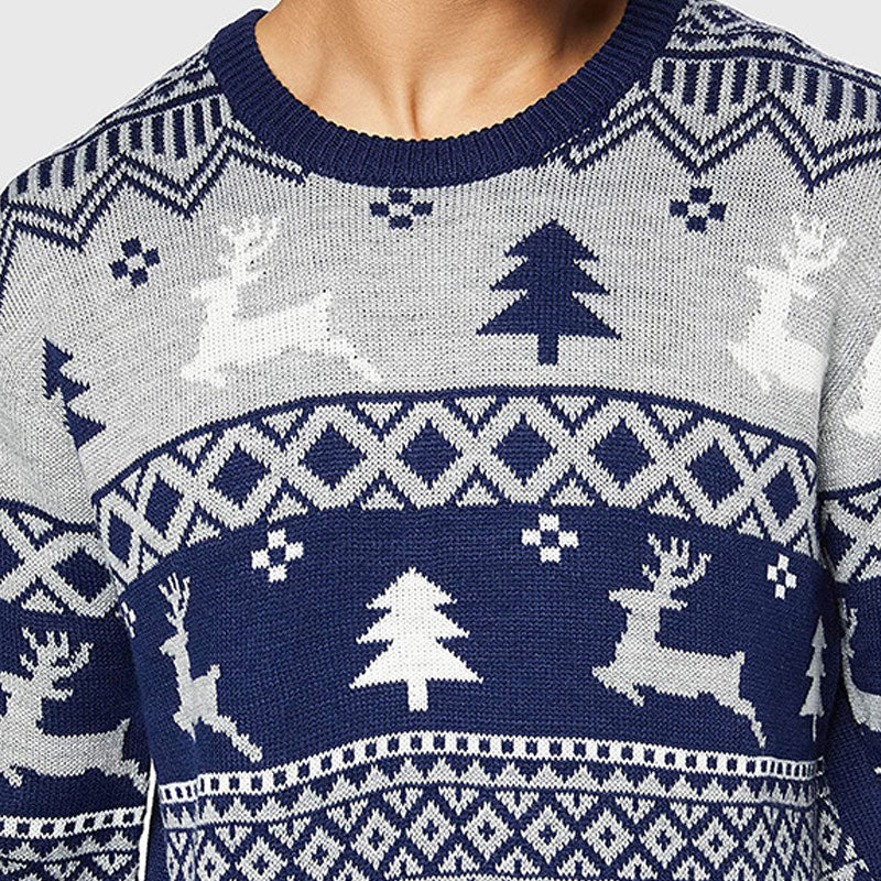 Hirsch Schneeflocke Mit Aufdruck Weihnachtspullover Pulli