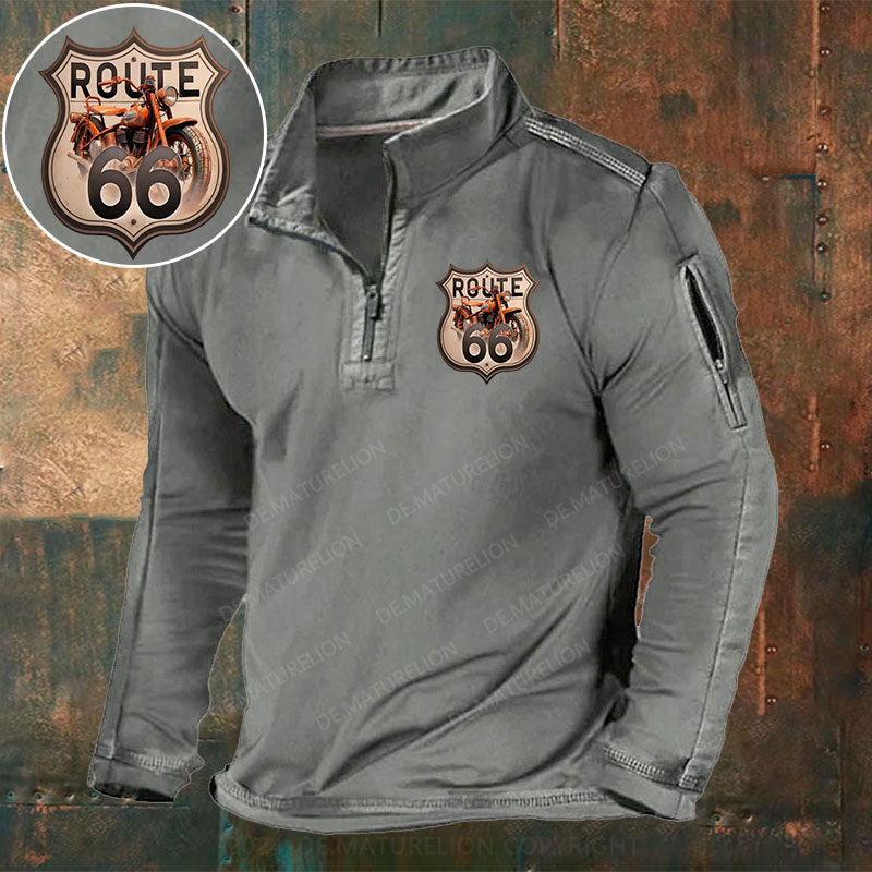 Route 66 Stehkragen Reißverschluss Polo Shirt