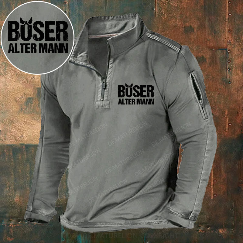 Böser Alter Mann Stehkragen Reißverschluss Polo Shirt