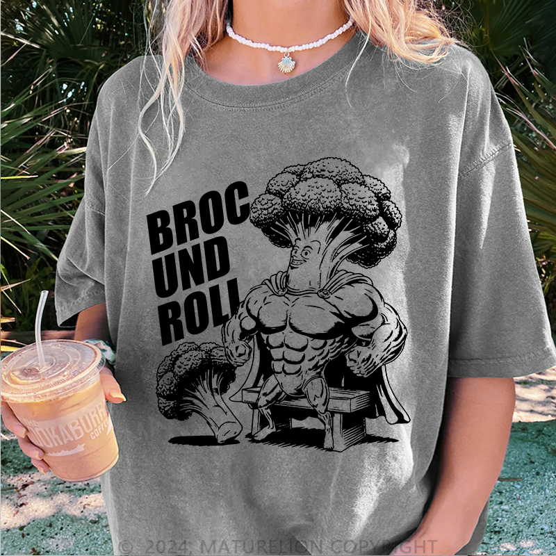 Maturelion Broc und Roli Damen Gewaschene Vintage T-Shirt