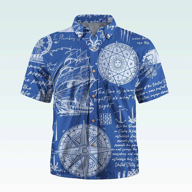 Maturelion Hawaiian Shirt Helloice Steampunk Kompass in Gold Hawaiian Shirt