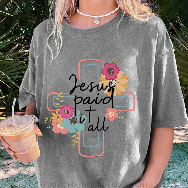 Maturelion Jesus Damen Gewaschene Vintage T-Shirt