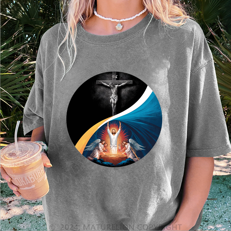 Maturelion Christus Damen Gewaschene Vintage T-Shirt
